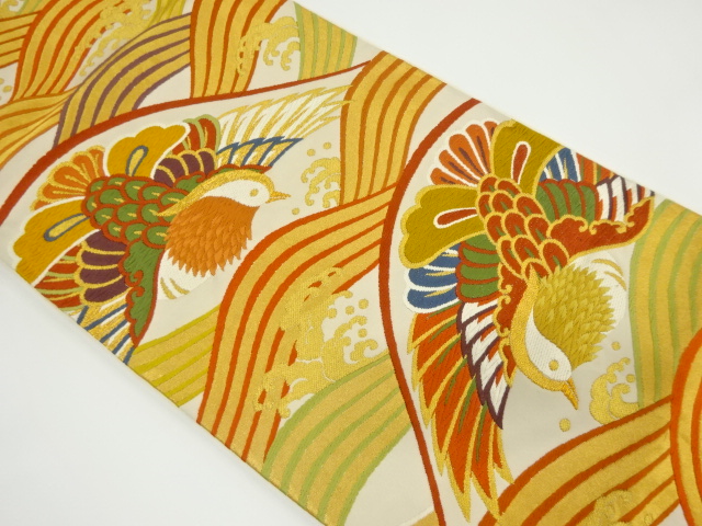 JAPANESE KIMONO / VINTAGE FUKURO OBI / WOVEN STREAM & MANDARIN DUCK